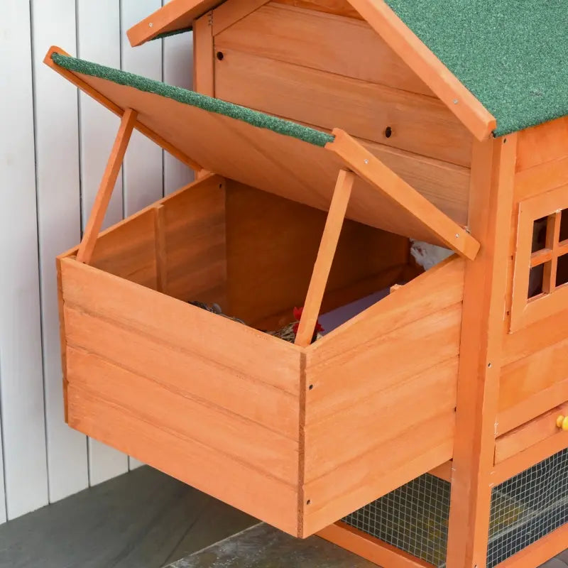 PawHut 67" Wooden Chicken Coop Outdoor Chicken House Small Animal Habitat Hen House Poultry Cage with Removable Tray Openable Nesting Box Backyard
