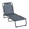 Outsunny Folding Chaise Lounge Pool Chairs, Outdoor Sun Tanning Chairs, Folding, Reclining Back, Steel Frame & Breathable Mesh for Beach, Yard, Patio, Gray