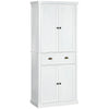 HOMCOM 72" Wood Kitchen Pantry Cabinet, Storage Organizer with Drawer and 2 Adjustable Shelves, Soft Close, Mahogany