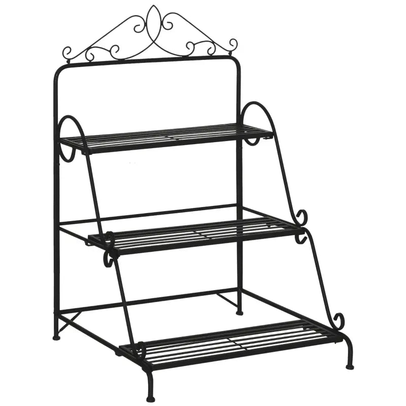 Outsunny Set of 3 Outdoor Plant Stand, Nesting Display End Table, Plant Shelf Corner Planter Pot Rack for Indoor Outdoor Home Patio Garden Décor