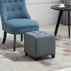 HOMCOM Tufted Ottoman Linen-Touch Fabric Upholstered Footrest Stool with Anti-Slip Pads, Grey