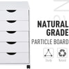 HOMCOM 5 Drawer File Cabinet Storage Organizer Filing Cabinet with Nordic Minimalist Modern Style & Wheels, White