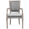 HOMCOM Vintage Dining Chair with High Back, Thick Sponge Padded Seat and Section Armrest with Wood Frame, Grey