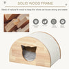 PawHut Wooden Cat House with Cat-Shaped Entrance Sisal Scratching Carpet Soft Cushion - Natural