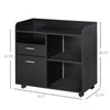 Vinsetto Filing Cabinet Printer Stand Mobile Lateral File Cabinet with 2 Drawers, 3 Open Storage Shelves for Home Office Organization, Black