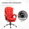 HOMCOM High Back Ergonomic Executive Office Chair, PU Leather Computer Chair with Retractable Footrest, Lumbar Support, Padded Headrest and Armrest, Red