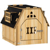 PawHut Dog House with Windows, Cute Design Wooden Pet Home with Top Roof, Furniture Style Puppy Cottage, Lockable Door with Bone Shape, for Small Sized Dog, Oak