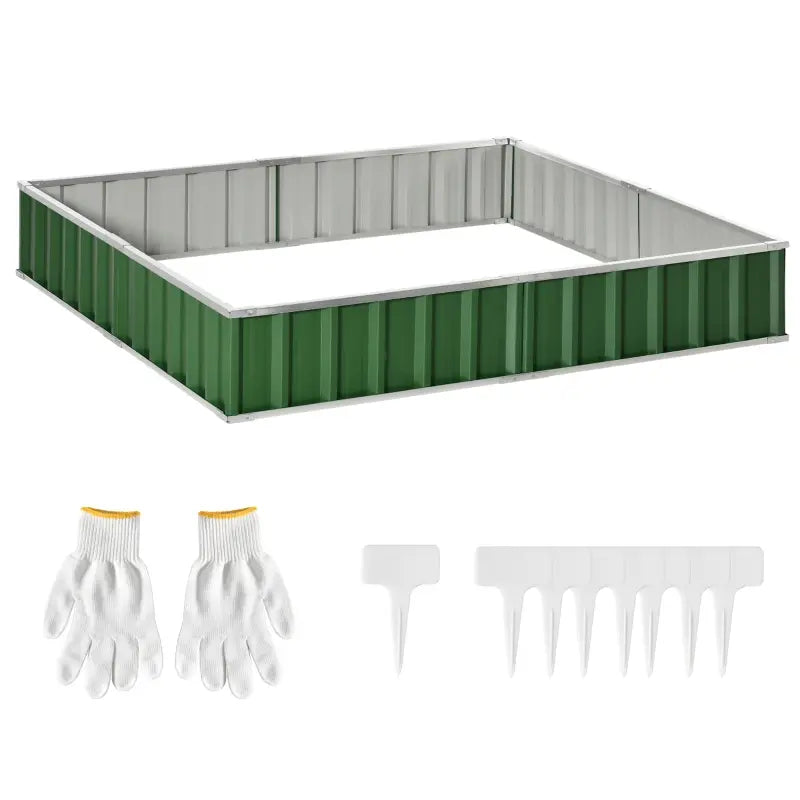 Outsunny 40'' x 16'' Hexagon Metal Raised Garden Bed, Elevated Large Corrugated Galvanized Steel Planter Box w/ Install Gloves for Backyard, Patio to Grow Vegetables, Herbs, and Flowers, Grey