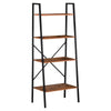HOMCOM Wooden Metal 4 Tier Vintage Rustic Industrial Ladder Style Bookcase Shelf, Black/Vintage wood