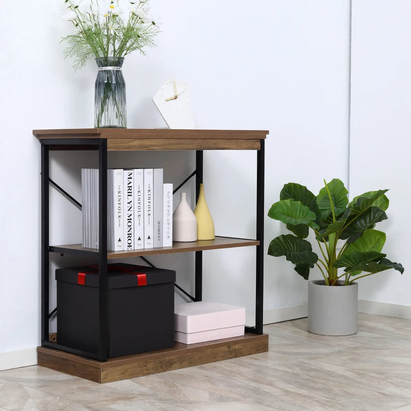 HOMCOM Modern 7 Tier Bookshelf Bookcase Utility Storage Shelf Organizer for Home Office with Display Rack Metal Frame, Grey Oak