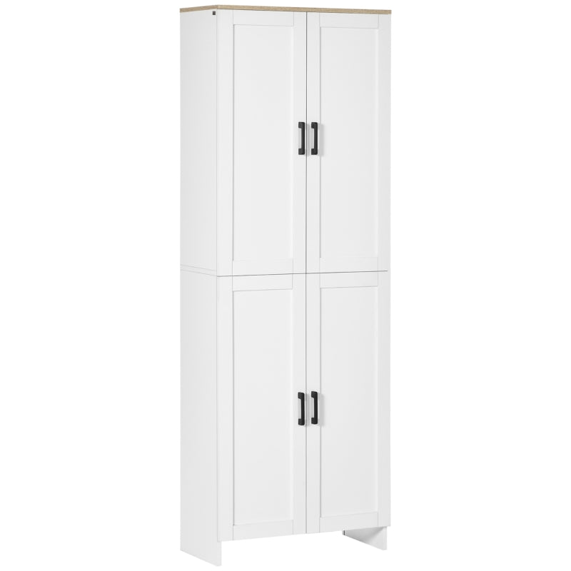 HOMCOM Kitchen Pantry Cabinet, with Hutch, Utility Drawer, 4 Door Cabinets and 6-Bottle Wine Rack, White