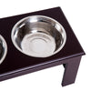 PawHut 17" Durable Wooden Dog Feeding Station with 2 Included Food Bowls & a Non-Slip Base - White