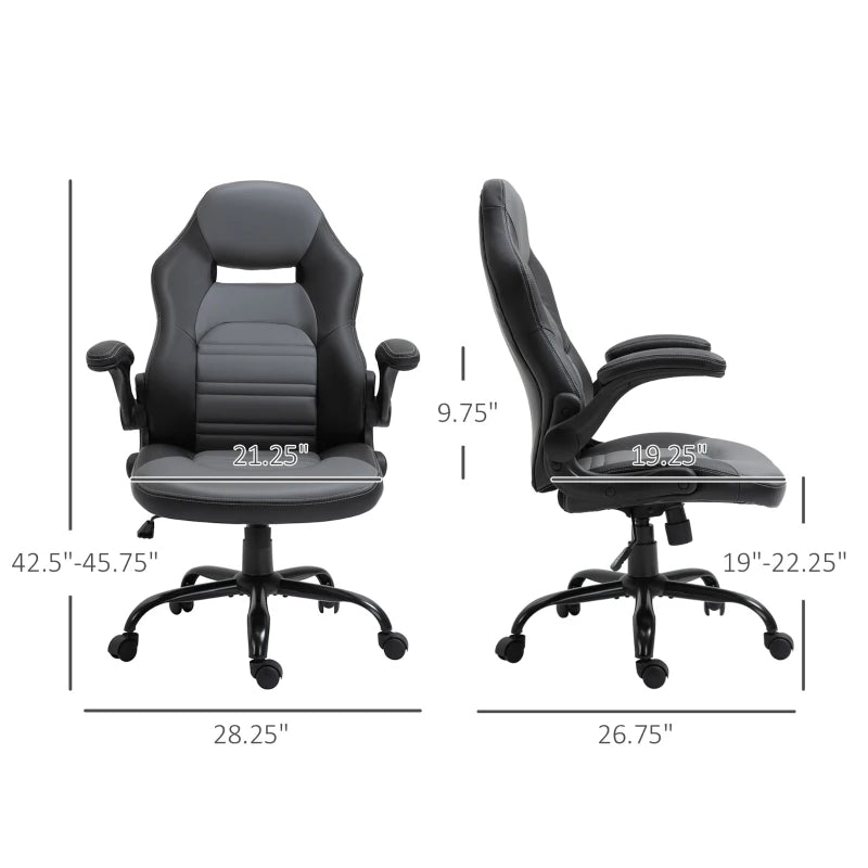 Vinsetto Ergonomic Gaming Chair, Racing Style Computer Chair, Executive Home Office Desk Chair with Faux PU Leather, Tilt, Adjustable Height, and 360 Swivel Wheels, Black/Grey