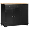 HOMCOM Sideboard Buffet Cabinet with Drawers, Kitchen Cabinet, Coffee Bar Cabinet with Rubberwood Top and Adjustable Shelves for Living Room, Kitchen, Black