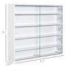 HOMCOM 5-Tier Display Cabinet, Glass Display Case with 2 Doors and Adjustable Shelves, Wall-Mounted, White
