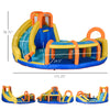 Outsunny 5-in-1 Inflatable Water Slide, Rocket Themed Kids Bounce House with Slide, Pool, Water Cannon, Hoop, Climbing Wall Includes Carry Bag, Repair Patches, without Air Blower