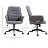 Vinsetto Modern Mid-Back Tufted Velvet Home Office Desk Chair with Adjustable Height, Swivel Adjustable Task Chair with Padded Armrests, Light Grey