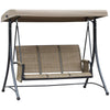Outsunny 3-Seater Porch Swing Chair Outdoor Patio Bench for Deck with Adjustable Canopy, Padded Sling Fabric Seat