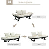 HOMCOM Single Person 3 Position Convertible Chaise Lounger Sofa Bed with 2 Large Pillows and Oak Frame, Light Grey