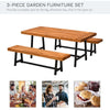 Outsunny 71'' Rustic Acacia Wood Outdoor Picnic Table and Bench Seat Set - Natural Red Wood