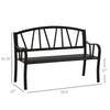 Outsunny 50" Garden Park Bench, Slatted Steel Outdoor Decorative Loveseat for Patio Lawn