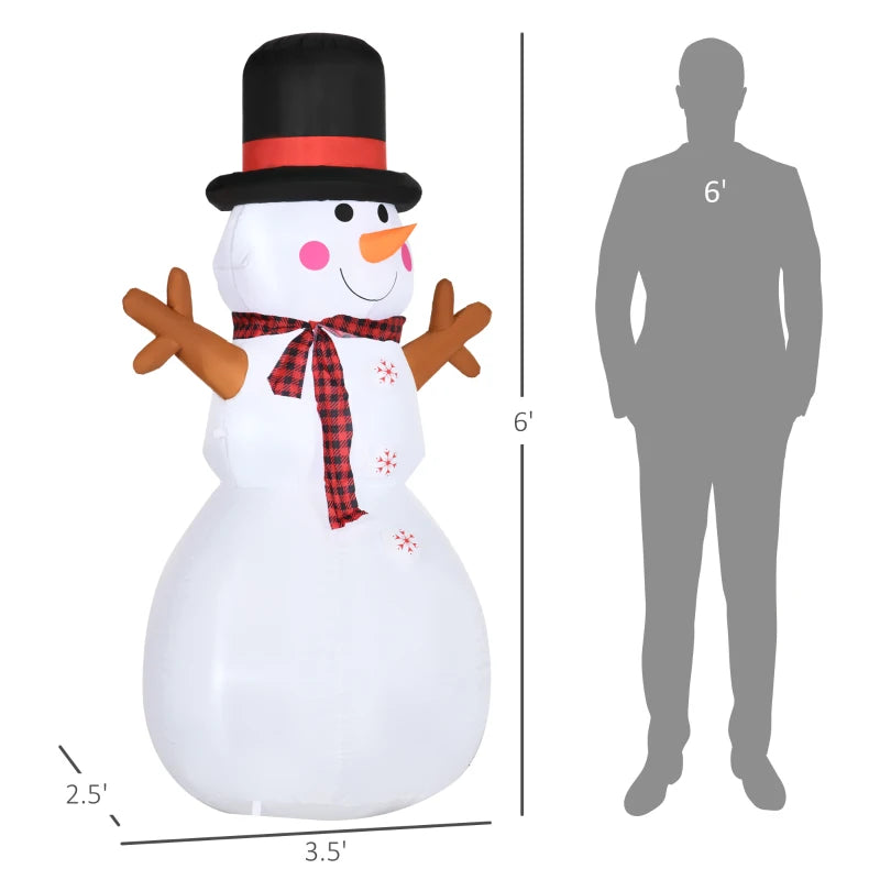 HOMCOM 8’ Christmas Inflatable Snowman, Outdoor Blow-Up Yard Decoration with LED Lights Display