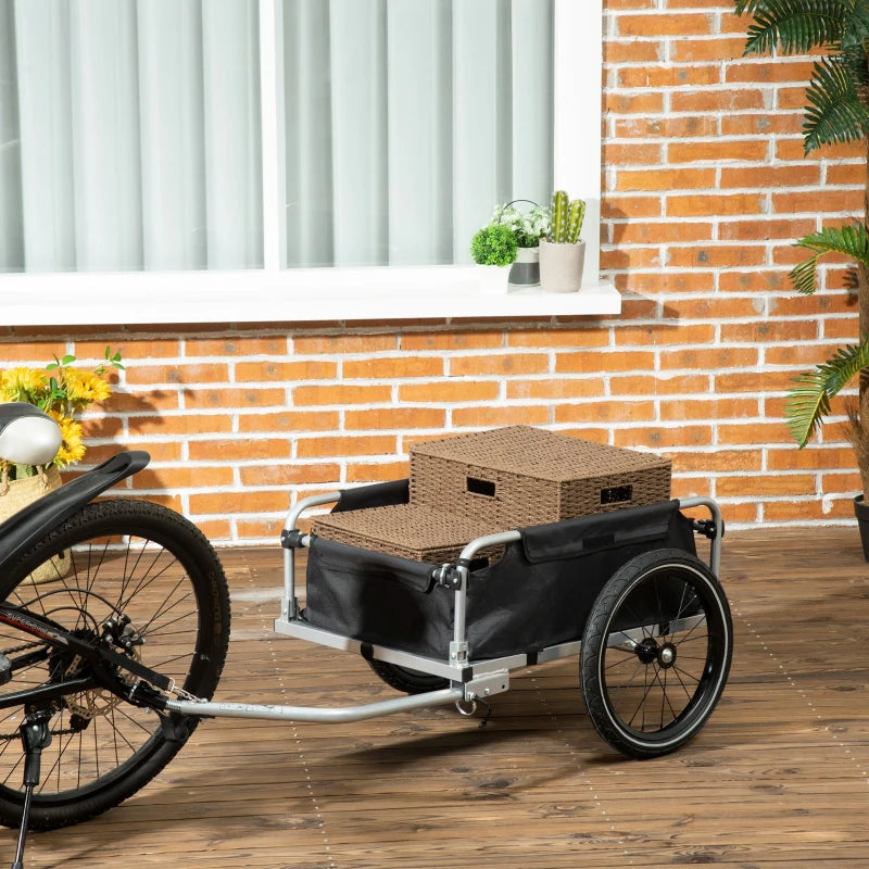 ShopEZ USA Bike Cargo Trailer, Foldable Bicycle Trailer, Luggage Wagon with Hitch, Removable Cover, Safe Reflectors and 16'' Wheels