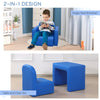 Qaba 2-in-1 Multifunctional Convertible Kids Table and Chair Set - Blue