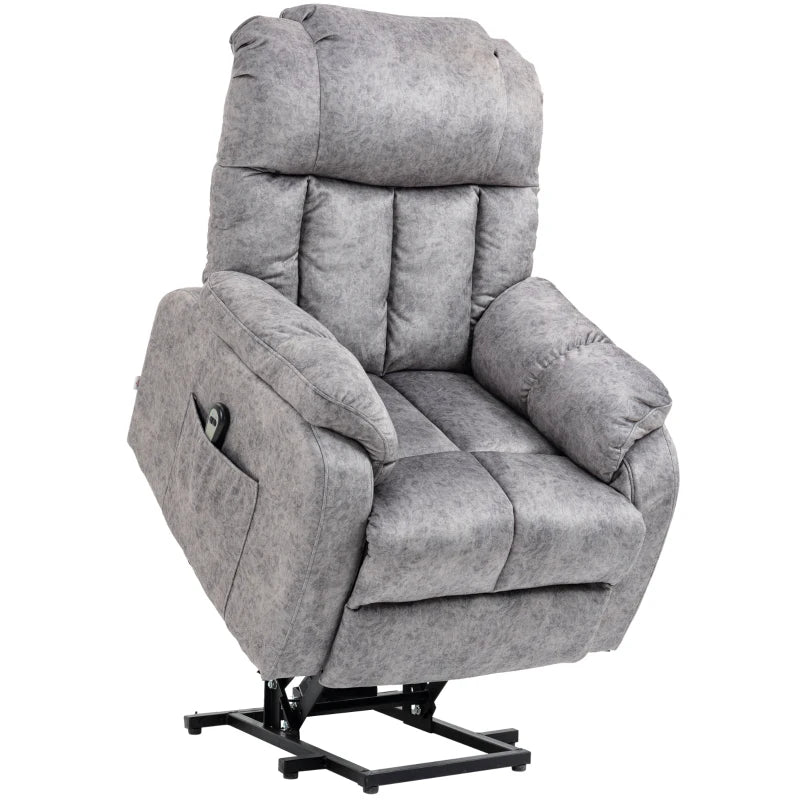 HOMCOM Lift Chair for Elderly Power Lift Recliner Chair with Side Pocket and Remote Control for Living Room Gray