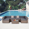 Outsunny 7 Piece Outdoor Patio Furniture Set, PE Rattan Wicker Sectional Sofa Set with Couch Cushions, Throw Pillows and Coffee Table, Beige