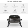Outsunny 20" Charcoal Barbecue Grill with Wooden Handle Portable Outdoor Camping Charcoal Barbecue Grill Improved Air Circulation