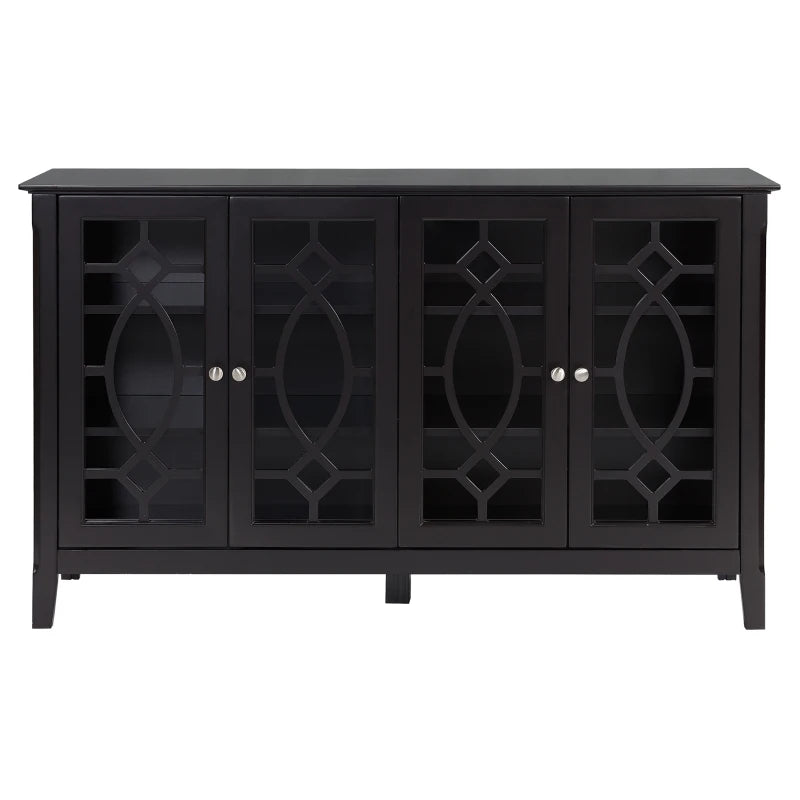 HOMCOM Sideboard Buffet Cabinet with Storage, Credenza, Coffee Bar Cabinet with Glass Doors, Espresso
