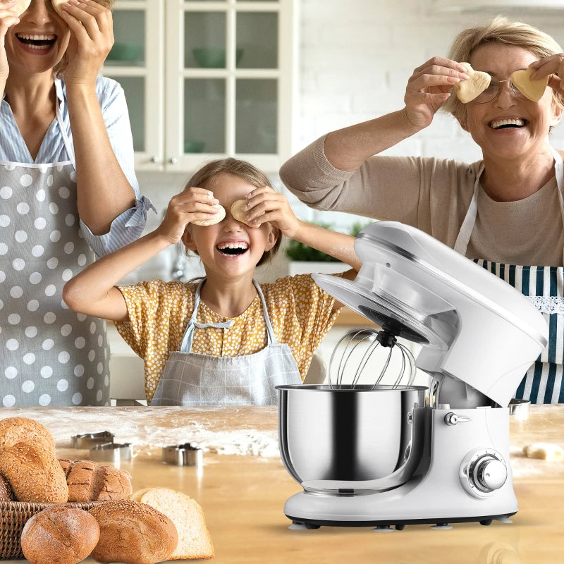 HOMCOM 6 Qt Stand Mixer with 6+1P Speed, 600W and Tilt Head, Kitchen Electric Mixer with Stainless Steel Beater, Dough Hook and Whisk for Baking Bread, Cakes and Cookies, Black