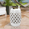 Outsunny 12" Patio Round Stool Outdoor Footstool, Mosaic Side Table Plant Stand, White