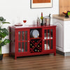 HOMCOM Sideboard, Glass Door Serving Buffet Cabinet, Liquor Cabinet with 12 Bottle Wine Rack, Red