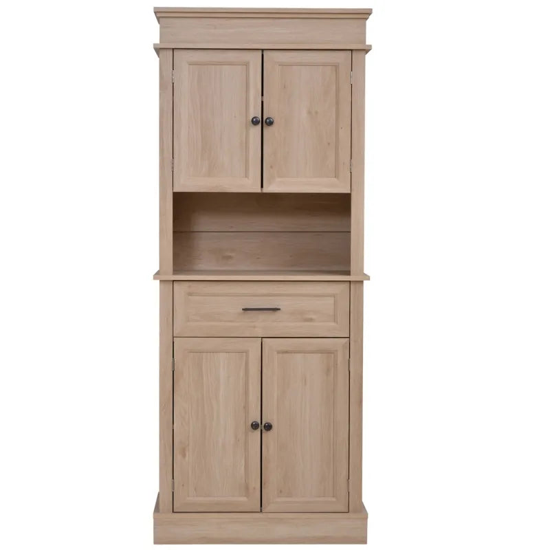 HOMCOM Kitchen Hutch Cabinet with Countertop, Kitchen Pantry Storage Cabinet with Wide Drawer, Buffet Hutch, White