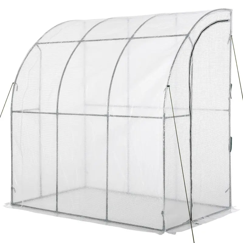 Outsunny 7' x 4' x 7' Hobby Greenhouse, Walk-in Lean-to PE Tomato Hot House Kit with Steel Frame, Zippered Door Plant Nursery, White