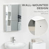 kleankin Wall Mounted Bathroom Medicine Cabinet Mirrored Cabinet with Hinged Door 3-Tier Storage Shelves Silver