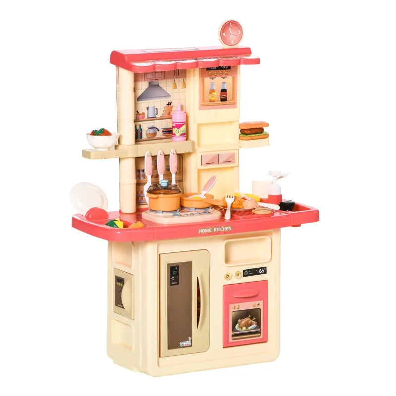 Qaba Kids Play Kitchen Set Pretend Wooden Cooking Toy Set With