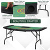 Soozier 72" Foldable 7-Player Poker Blackjack Table with Chip & Cup Holder - Green Felt