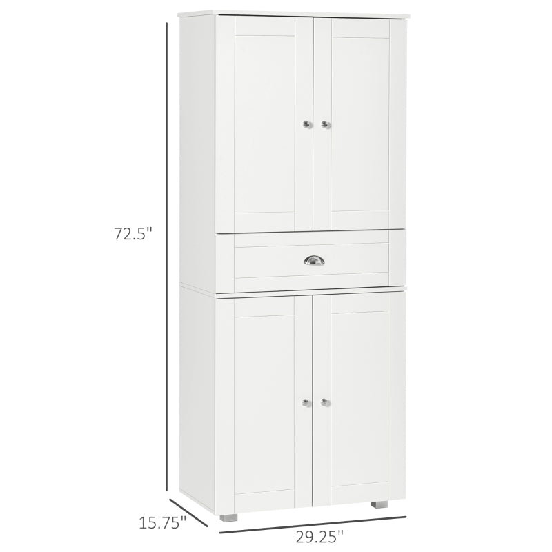 HOMCOM Modern Tall Cupboard Organizer with Adjustable Shelf Options and Elevated Base