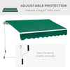 Outsunny 8' x 7' Patio Retractable Awning/Manual Exterior Sun Shade Deck Window Cover, Green