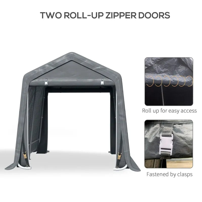 Outsunny 9.2' x 7.9' Garden Garage Storage Tent, Metal Frame Bike Shed w/ Zipper Doors