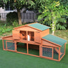 PawHut Wooden Rabbit Hutch with Outdoor Run Area - Waterproof Roof and Big Living Space Perfect for Bunny/Small Animals
