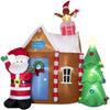 Outsunny 7.5ft Christmas Inflatable Gingerbread House with Santa Claus and Christmas Tree, Blow-Up Outdoor LED Yard Display
