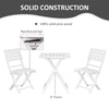 Outsunny 3-Piece Pine Wood Bistro Set, Foldable Patio Furniture with 2 Folding Chairs and Square Coffee Table, Slatted Finish, for Backyard, Balcony, Deck, White