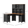 HOMCOM L-Shaped Computer Desk with Storage Shelves, Home Office Desk with Drawers and Cabinets, Black