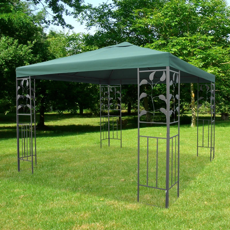 Outsunny 10' x 10' Steel Outdoor Patio Canopy Gazebo Frame - Leaf Design