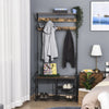 HOMCOM Industrial Storage Cabinet Coat Rack Bedroom Hall Tree Organiser with Long Coat Hanger, 5 Drawers & Storage Shelf