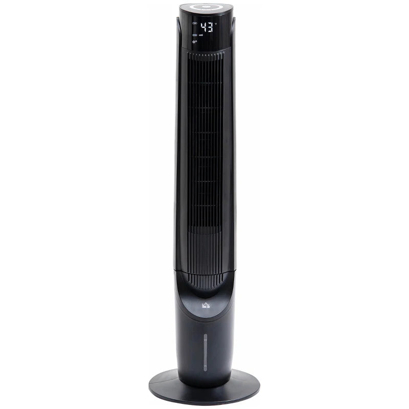 HOMCOM 47.25" Oscillating Tower Fan Cooling for Bedroom with 3 Speeds, Floor Fan with 12h Timer, LED Display, and Remote Control, Black